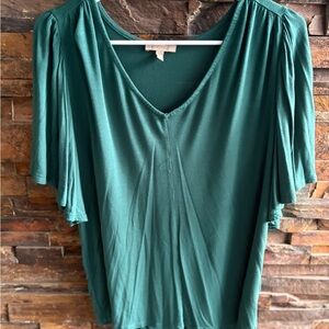 Bordeaux Teal V-Neck Blouse